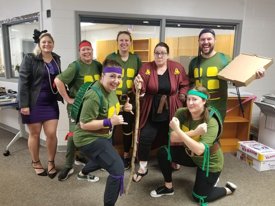 teachers dressed as teenage mutant ninja turtles