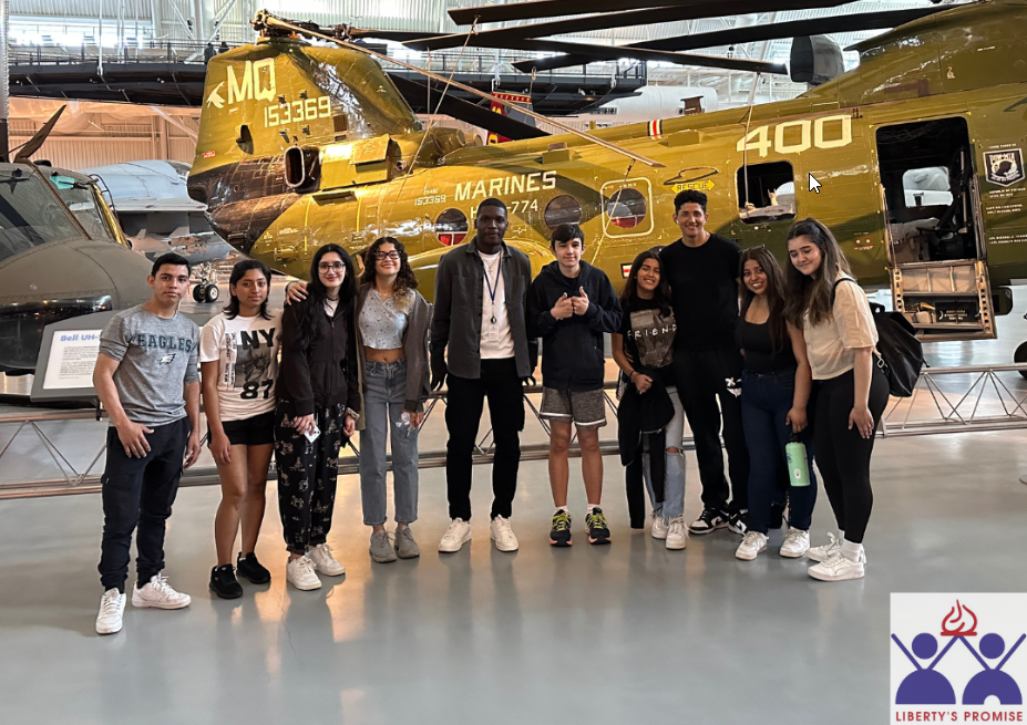 Students at Udvar-Hazy Center as part of the Liberty's Promise partnership.