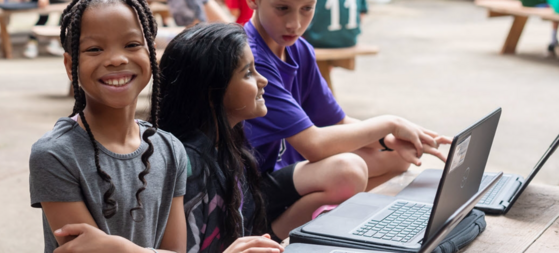 Children using laptop