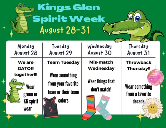 Spirit Week Aug 28-31
