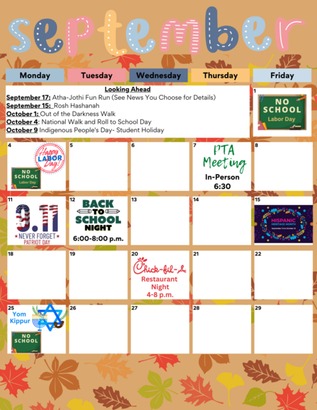 UPDATED: September Calendar 