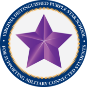 Virginia Distinguished Purple Star School seal. 