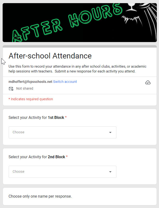 attendance form
