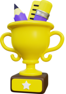 clipart of a trophy with school supplies