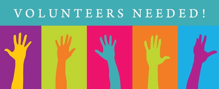 Volunteers Needed - drawing of hands raised