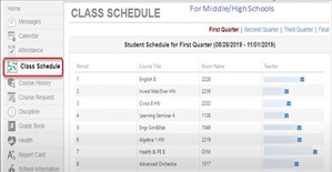 student schedule in Parent VUE