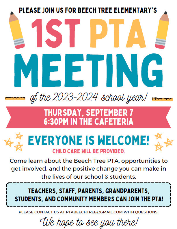 1st PTA Meeting Flyer