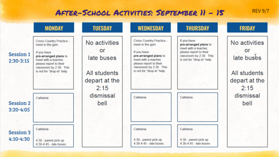 After-School - Week of September 11