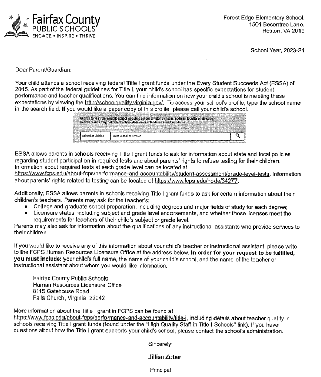title 1 letter