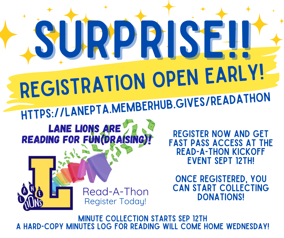 Lane Read-a-Thon open now  - through September 29th