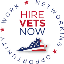 red white and blue text- Hire Vets