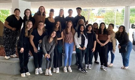 Chantilly Academy students standing with South Korean students