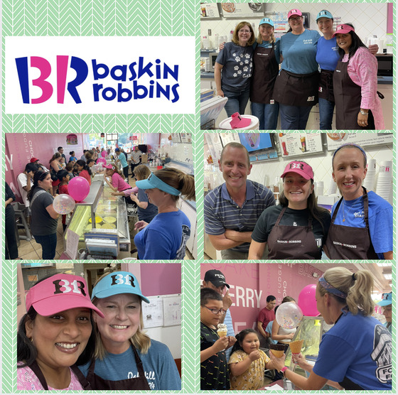 Collage of teachers and students at Baskin Robbins Spirit Night