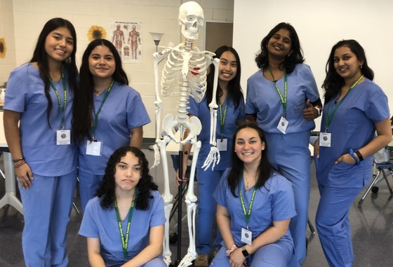 Students preparing for vision and hearing screening