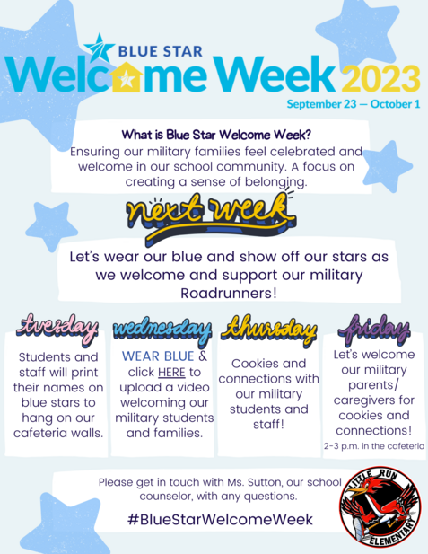 Blue Star Welcome Week events and information