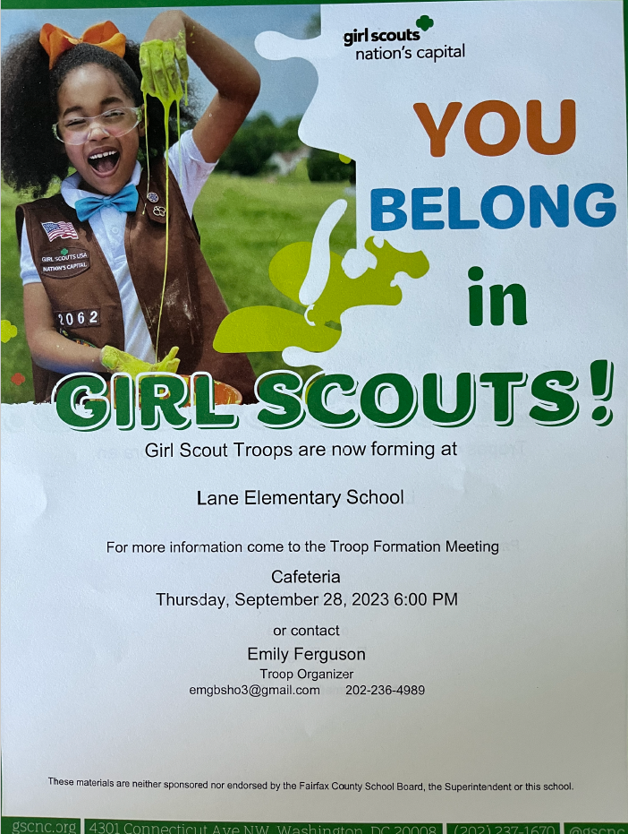 Girl Scout Troop Meeting Thursday, September 28th, 6 p.m.