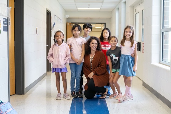 students with teacher