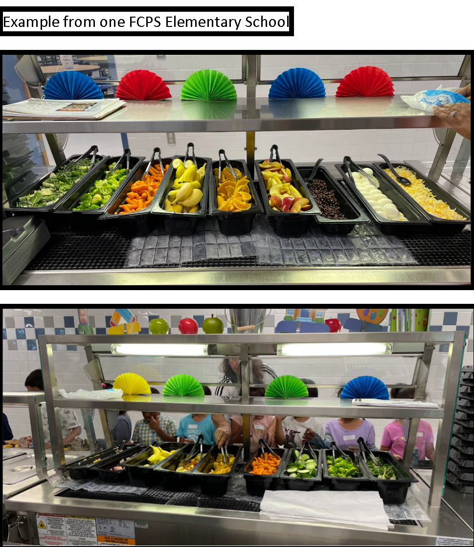 Salad bar in serving line 