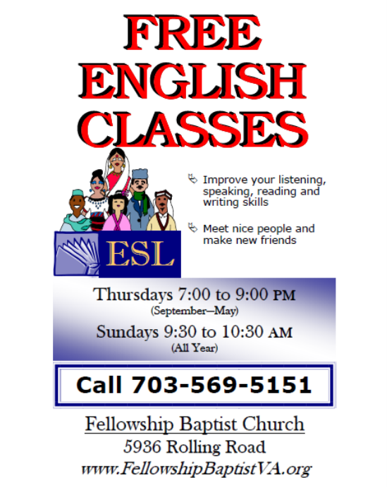 Free English Classes Flyer