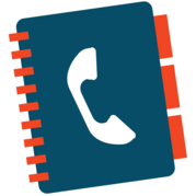 clipart of a phone directory in blue and red 