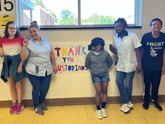 Students showing appreciation for our Custodians