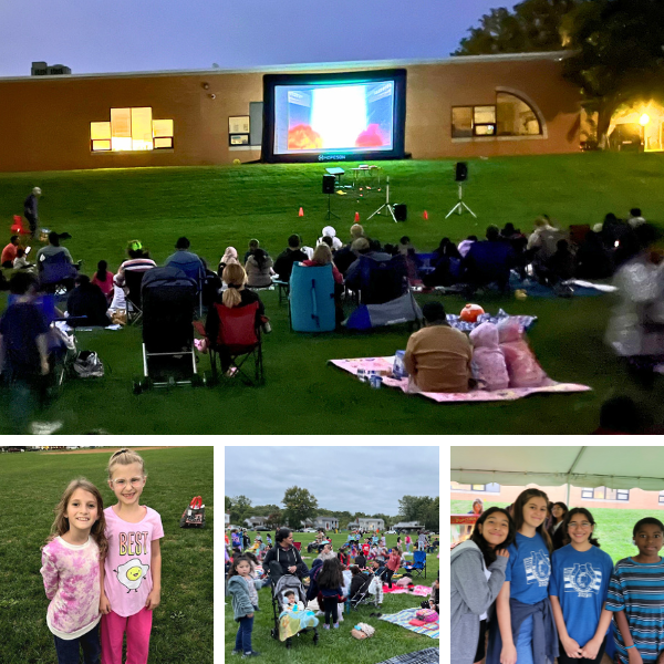 Montage of photos from Outdoor Movie Night