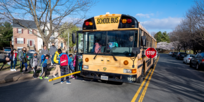 School bus loading children