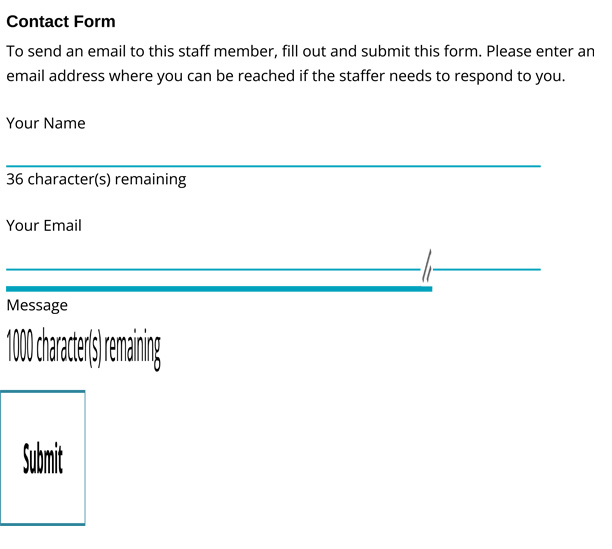 Example of what TJ's Staff Directory contact form looks like