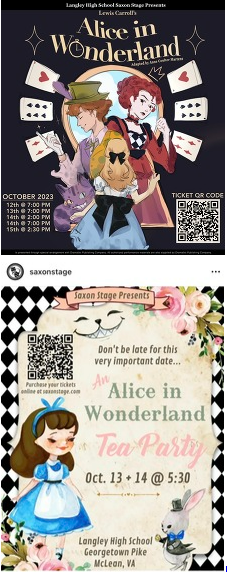 Flyers for Alice in Wonderland and Tea Party