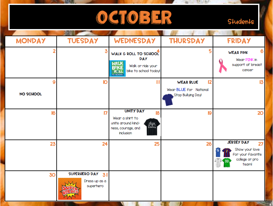 october calendary