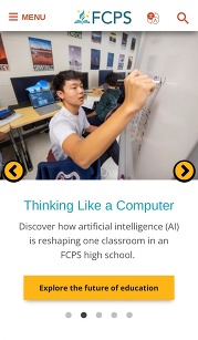 Screenshot of FCPS homepage