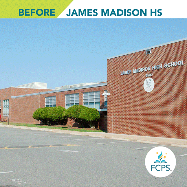 Gif of Before/After shots of school construction