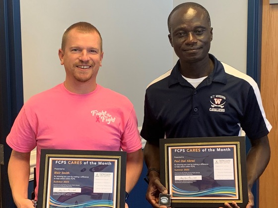  FCPS CARES recipients Mr. Smith and Mr. Osei Akrasi
