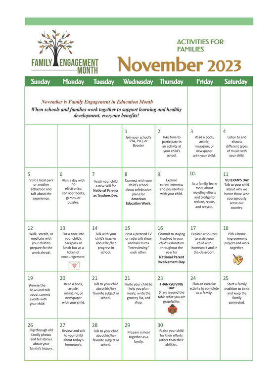 FCPS Family and Engagement Calendar 