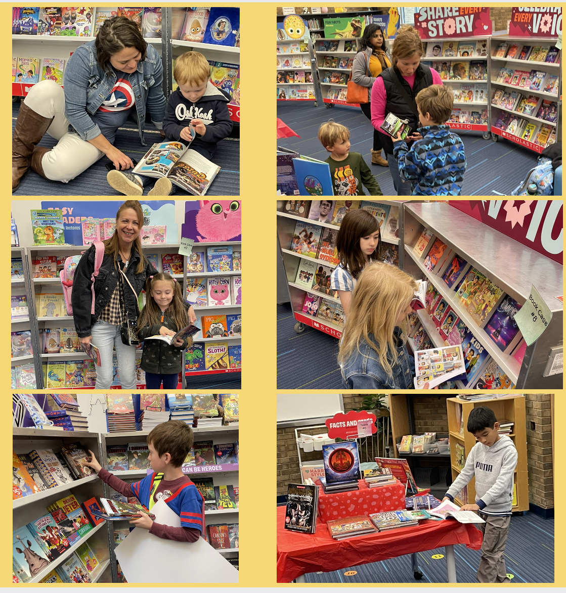 Picture of students and parents at book fair