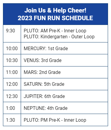 Fun Run Schedule 2023
