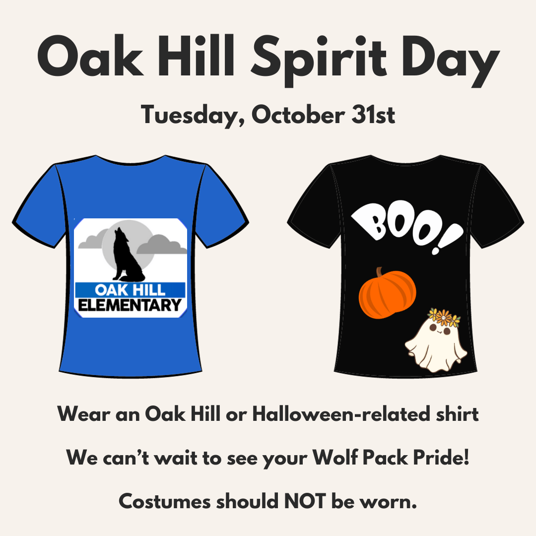 Graphic of Oak Hill and Halloween spirit wear shirts