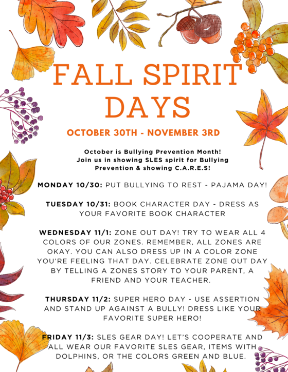Flyer for Colorful Spirit Days
