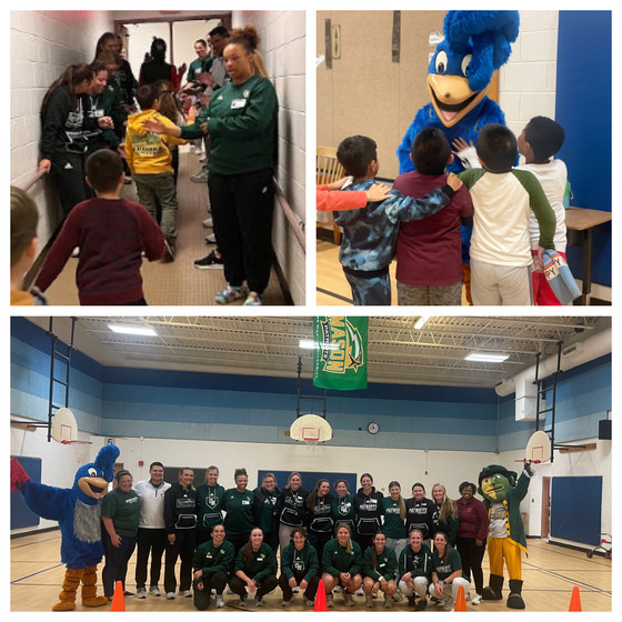 Collage of Little Run ES and George Mason Softball Pep Rally