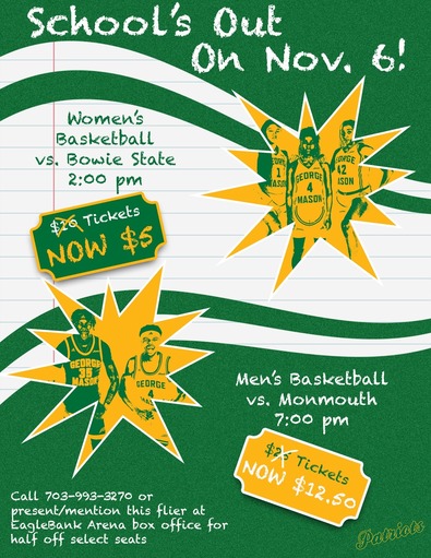 George Mason Basketball Half Off Tix
