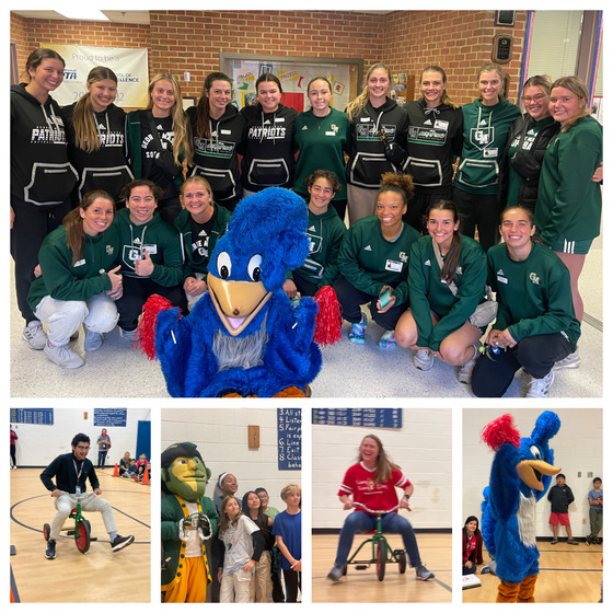Collage of Little Run ES and George Mason Softball Pep Rally