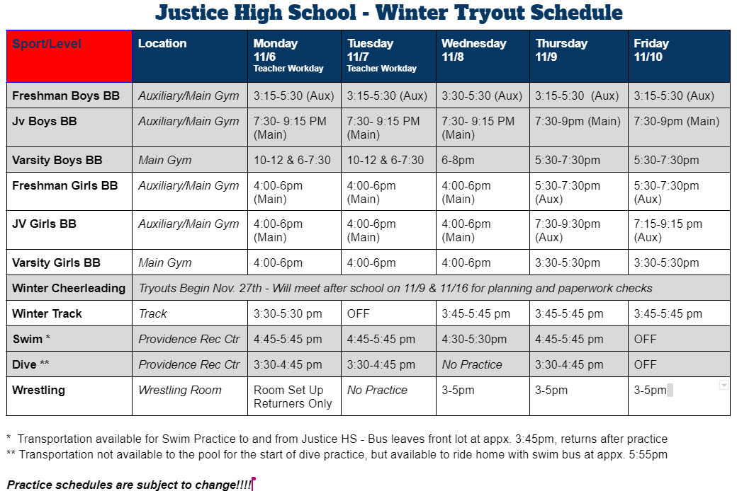 winter tryouts