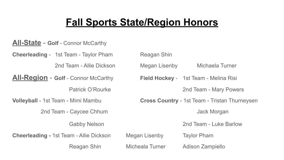 Fall Sports Honors