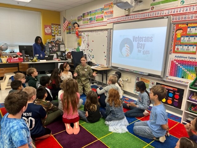 A military parent talks to students