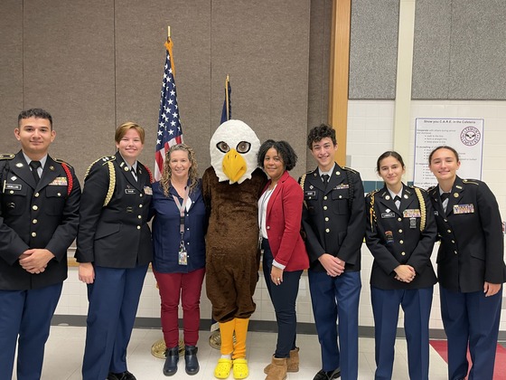 Principal Salata and Assistant Principal Younger pose with the Edison HS JROTC