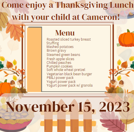 thanksgiving lunch menu