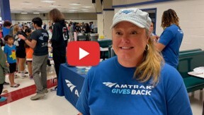 Woman being interviewed