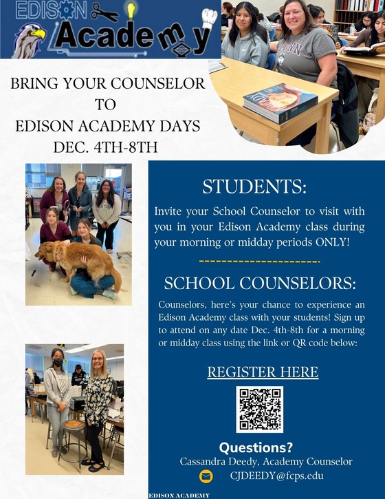 Bring Your Counselor to the Edison Academy Flyer