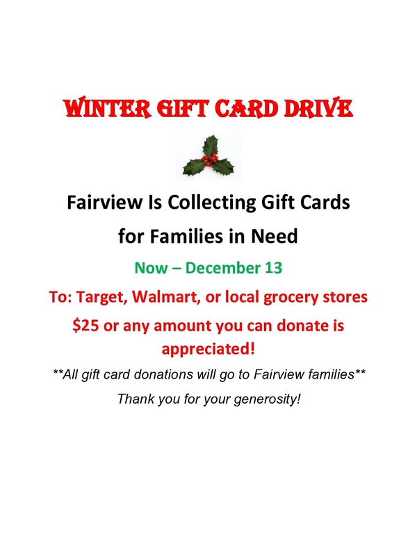 Holiday Gift Card Drive