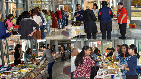 Collage of photos from the TJ PTSA staff appreciation Thanksgiving luncheon